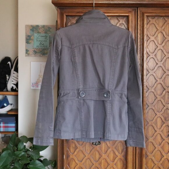 Divided by H&M Double-Breasted Twill Denim Military Jacket Coat - Gray, Size 8 - Picture 9 of 15